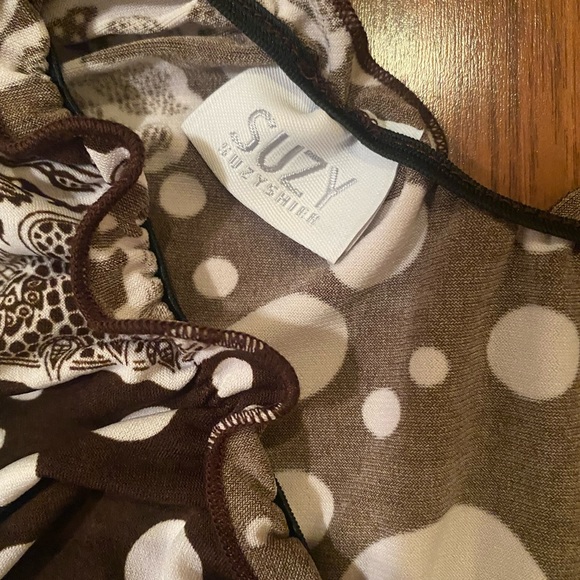 Retro Suzy Shier Tank Top, Brown with White Bold Pattern - Picture 10 of 14